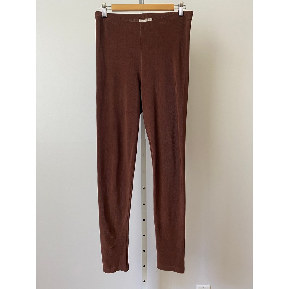 Alberto Makali L Brown Leggings Ribbed High Waist Stretch Basic Loungewear Pants